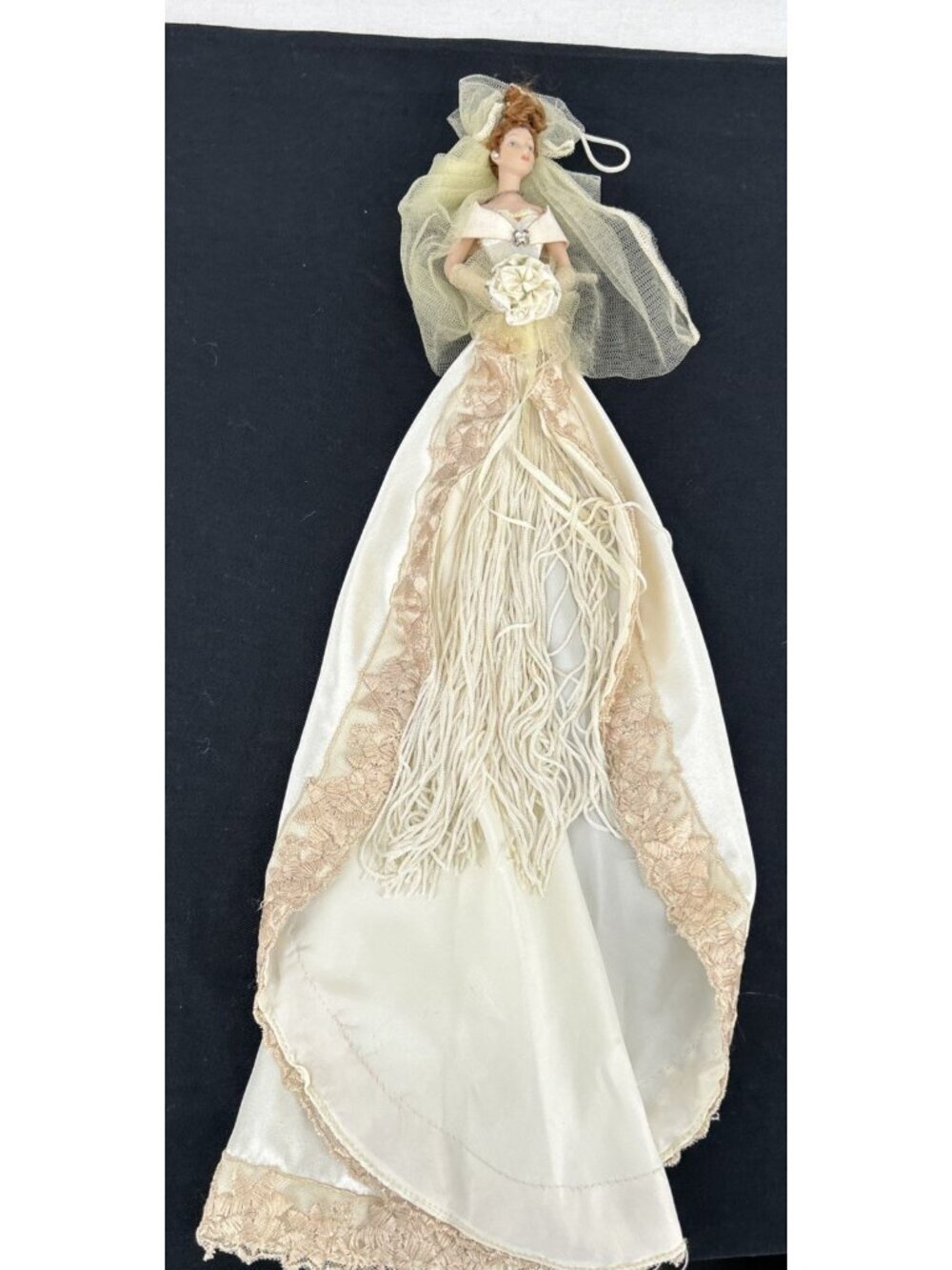 Bride Doll Bust Ornament Porcelain Wall Decor Lace Satin Victorian 19"